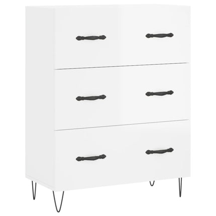 skænk 69,5x34x90 cm konstrueret træ hvid højglans