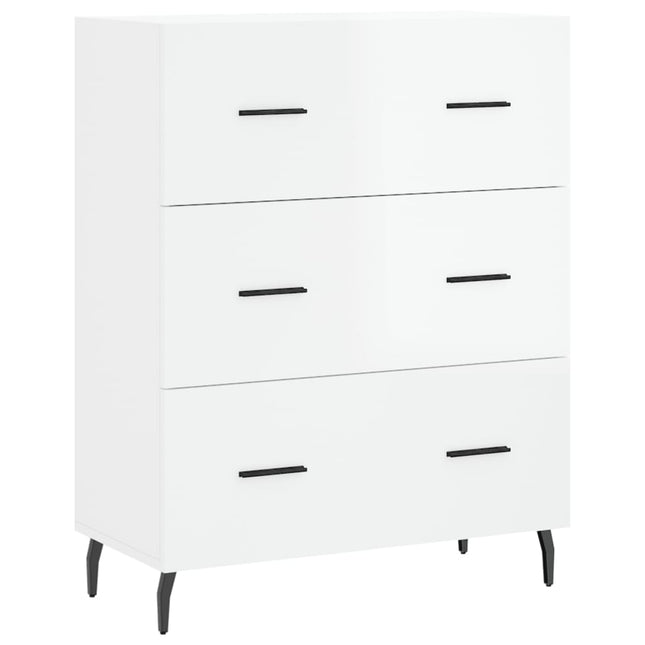 skænk 69,5x34x90 cm konstrueret træ hvid højglans