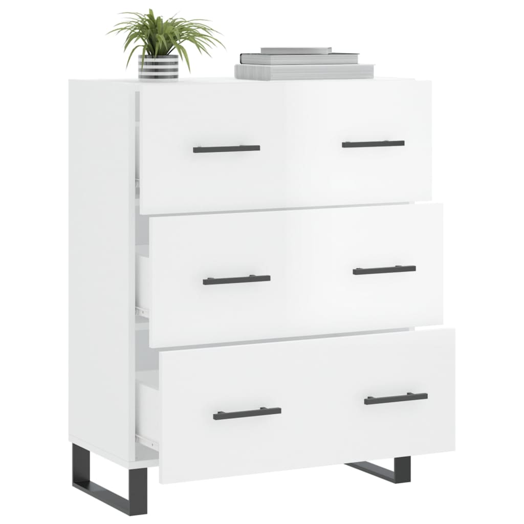 skænk 69,5x34x90 cm konstrueret træ hvid højglans