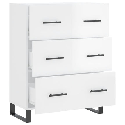 skænk 69,5x34x90 cm konstrueret træ hvid højglans