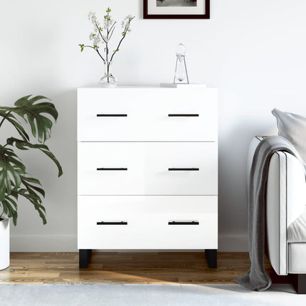 skænk 69,5x34x90 cm konstrueret træ hvid højglans