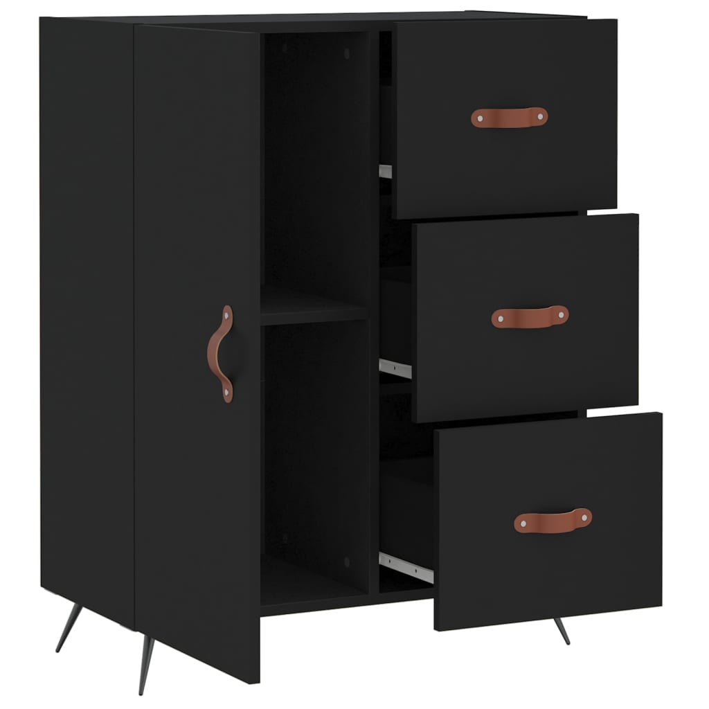 skænk 69,5x34x90 cm konstrueret træ sort