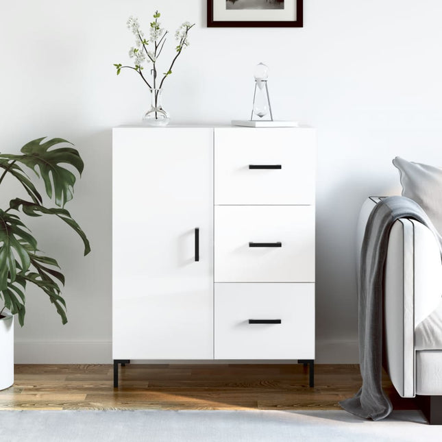 skænk 69,5x34x90 cm konstrueret træ hvid højglans