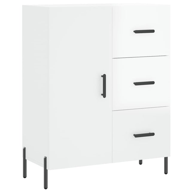 skænk 69,5x34x90 cm konstrueret træ hvid højglans