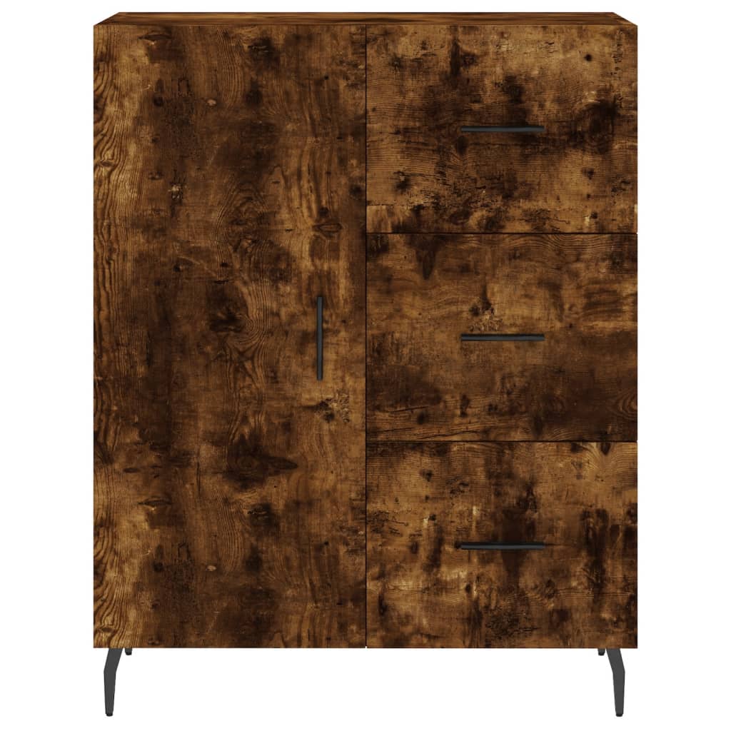 skænk 69,5x34x90 cm konstrueret træ røget egetræsfarve