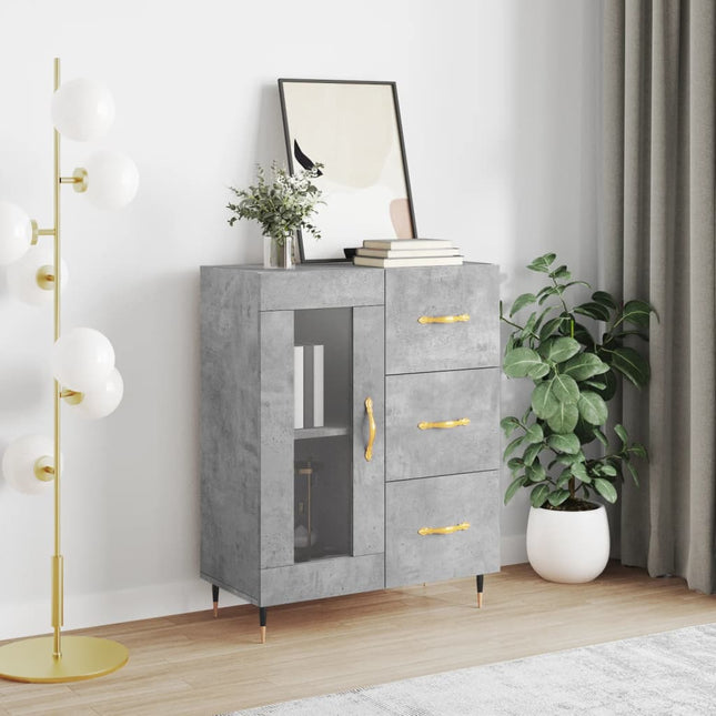 skænk 69,5x34x90 cm konstrueret træ betongrå