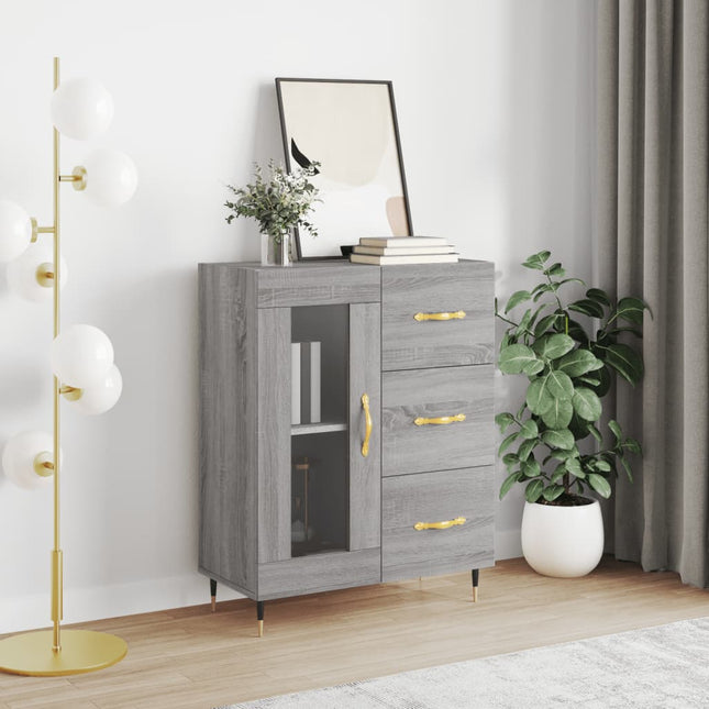 skænk 69,5x34x90 cm konstrueret træ grå sonoma-eg