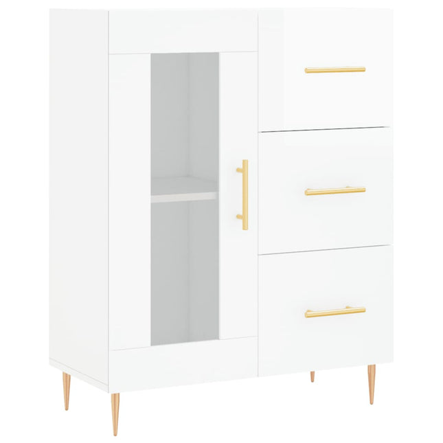 skænk 69,5x34x90 cm konstrueret træ hvid højglans