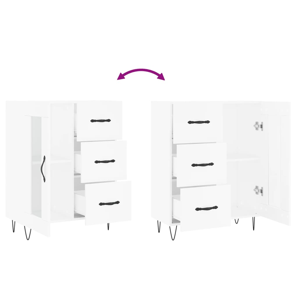 skænk 69,5x34x90 cm konstrueret træ hvid