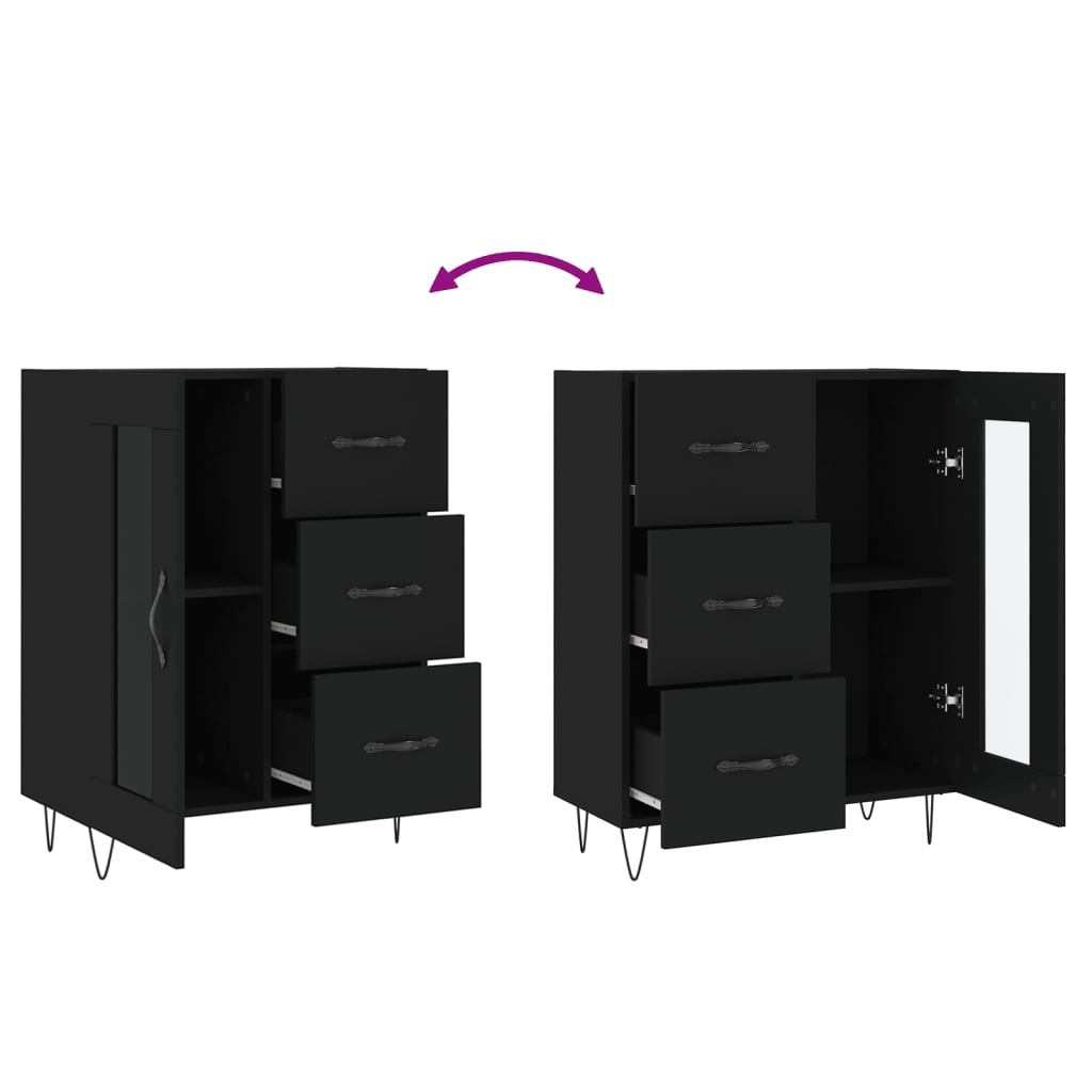 skænk 69,5x34x90 cm konstrueret træ sort