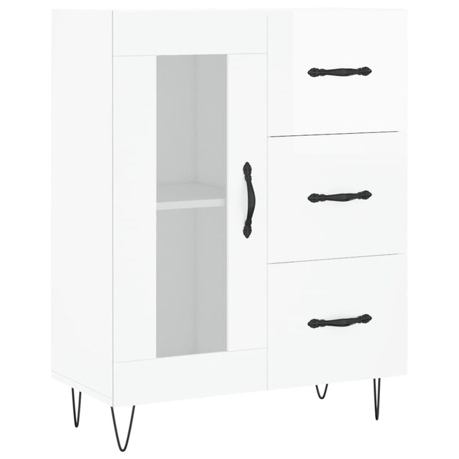 skænk 69,5x34x90 cm konstrueret træ hvid højglans