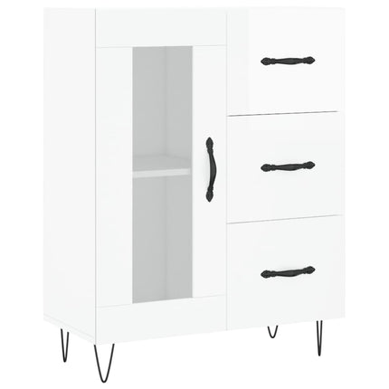 skænk 69,5x34x90 cm konstrueret træ hvid højglans