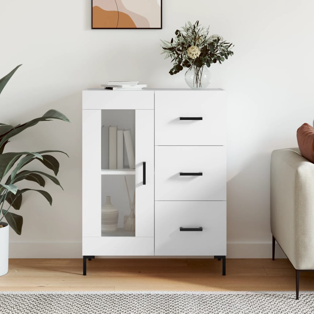 skænk 69,5x34x90 cm konstrueret træ hvid