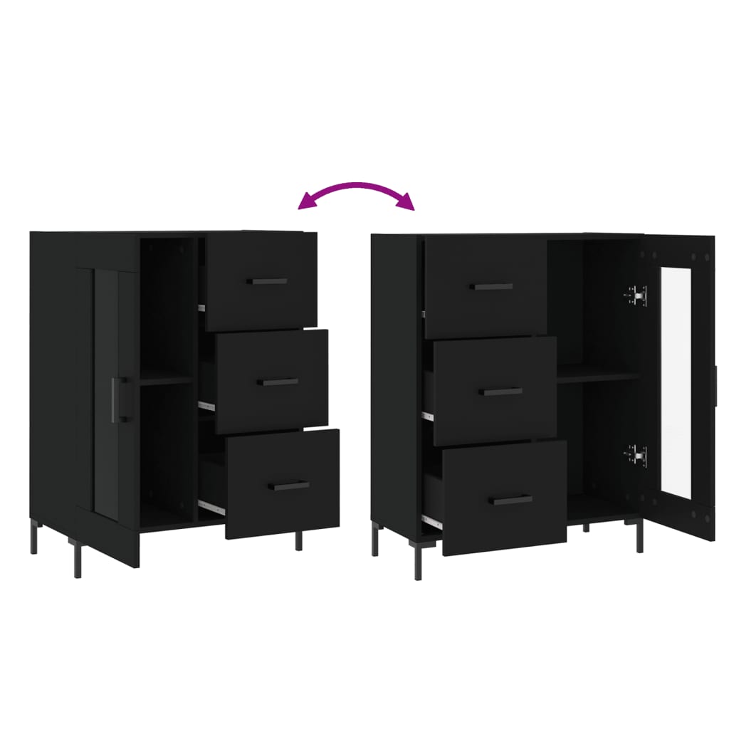 skænk 69,5x34x90 cm konstrueret træ sort