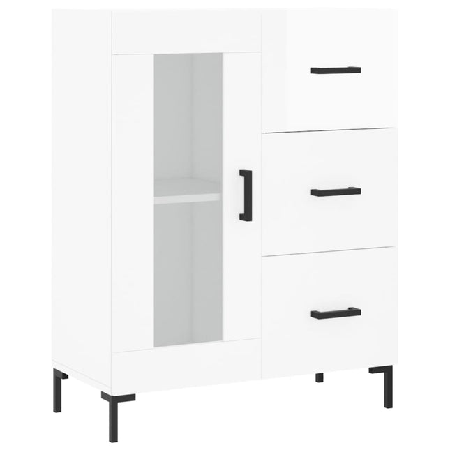 skænk 69,5x34x90 cm konstrueret træ hvid højglans