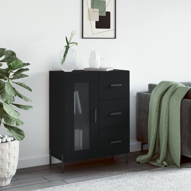 skænk 69,5x34x90 cm konstrueret træ sort