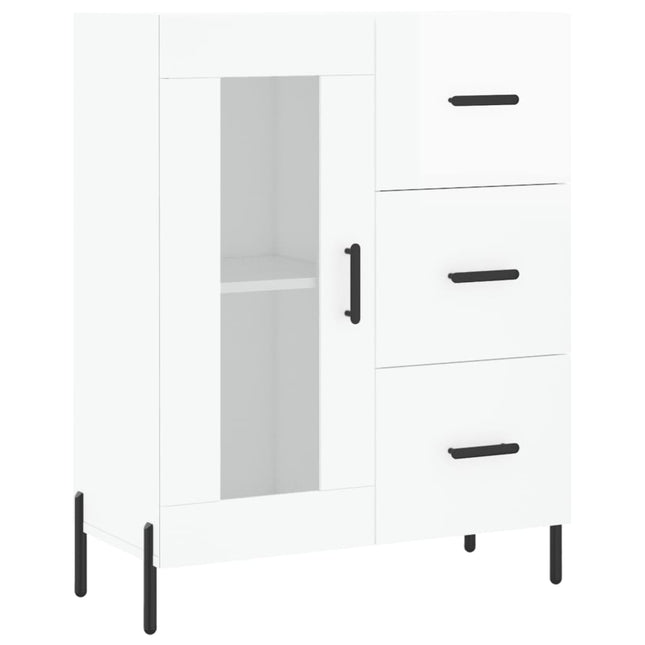 skænk 69,5x34x90 cm konstrueret træ hvid højglans