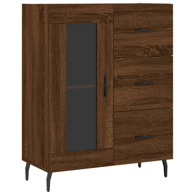 skænk 69,5x34x90 cm konstrueret træ brun egetræsfarve