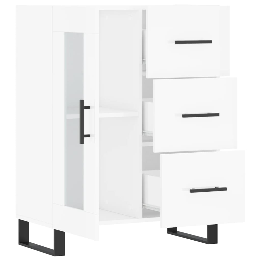 skænk 69,5x34x90 cm konstrueret træ hvid højglans