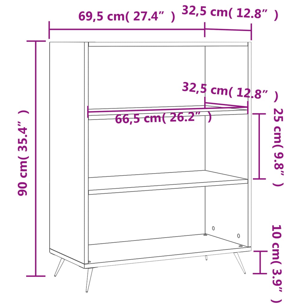 skab 69,5x32,5x90 cm konstrueret træ hvid