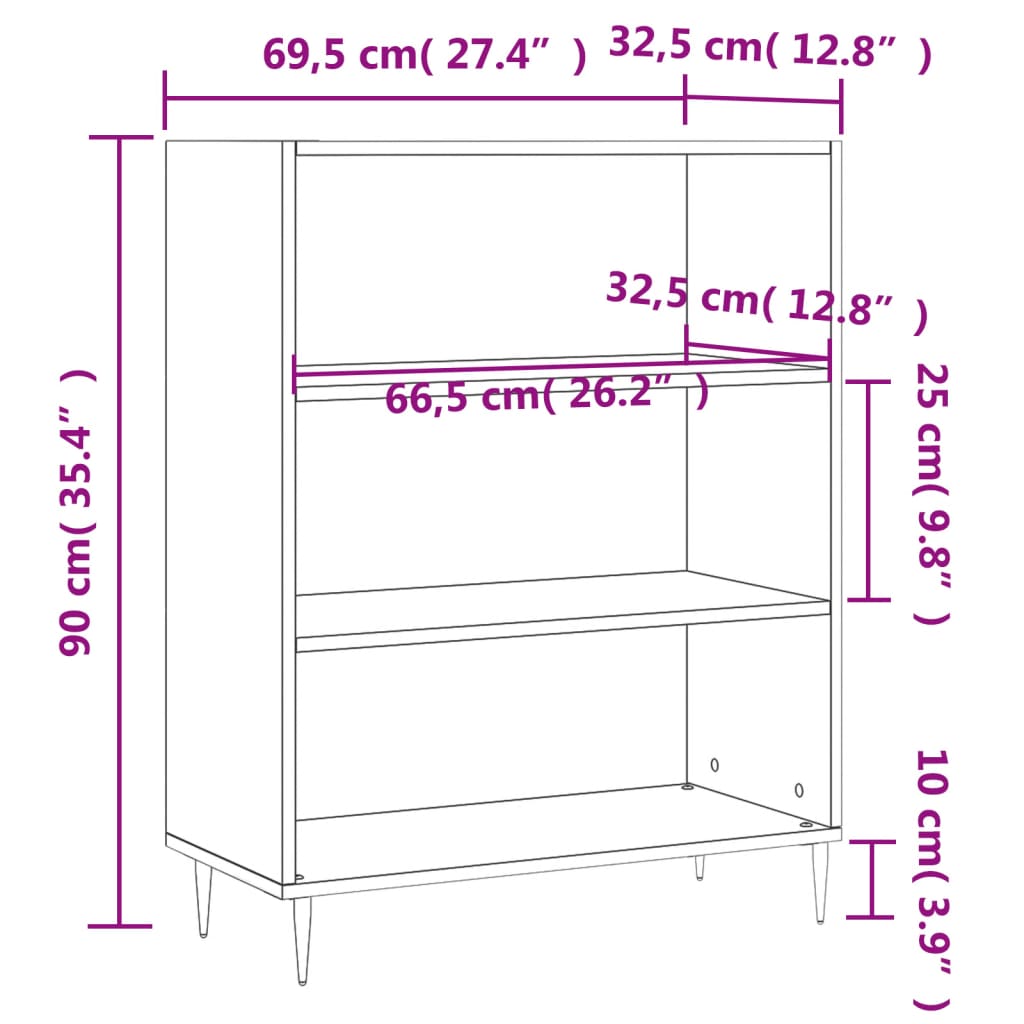 skab 69,5x32,5x90 cm konstrueret træ betongrå
