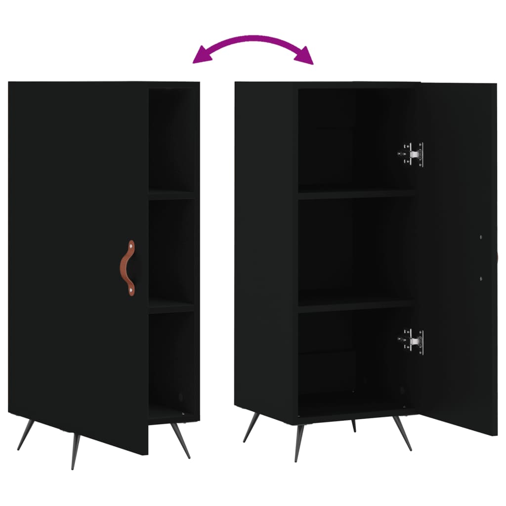 skænk 34,5x34x90 cm konstrueret træ sort