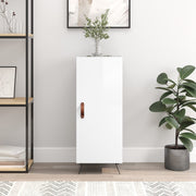 skænk 34,5x34x90 cm konstrueret træ hvid højglans