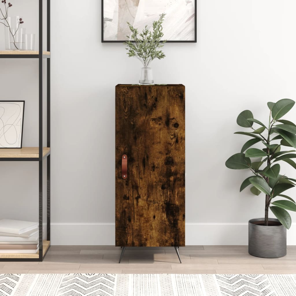 skænk 34,5x34x90 cm konstrueret træ røget egetræsfarve