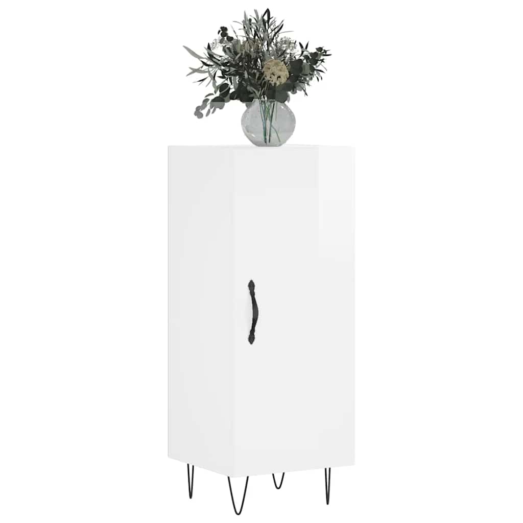 skænk 34,5x34x90 cm konstrueret træ hvid højglans