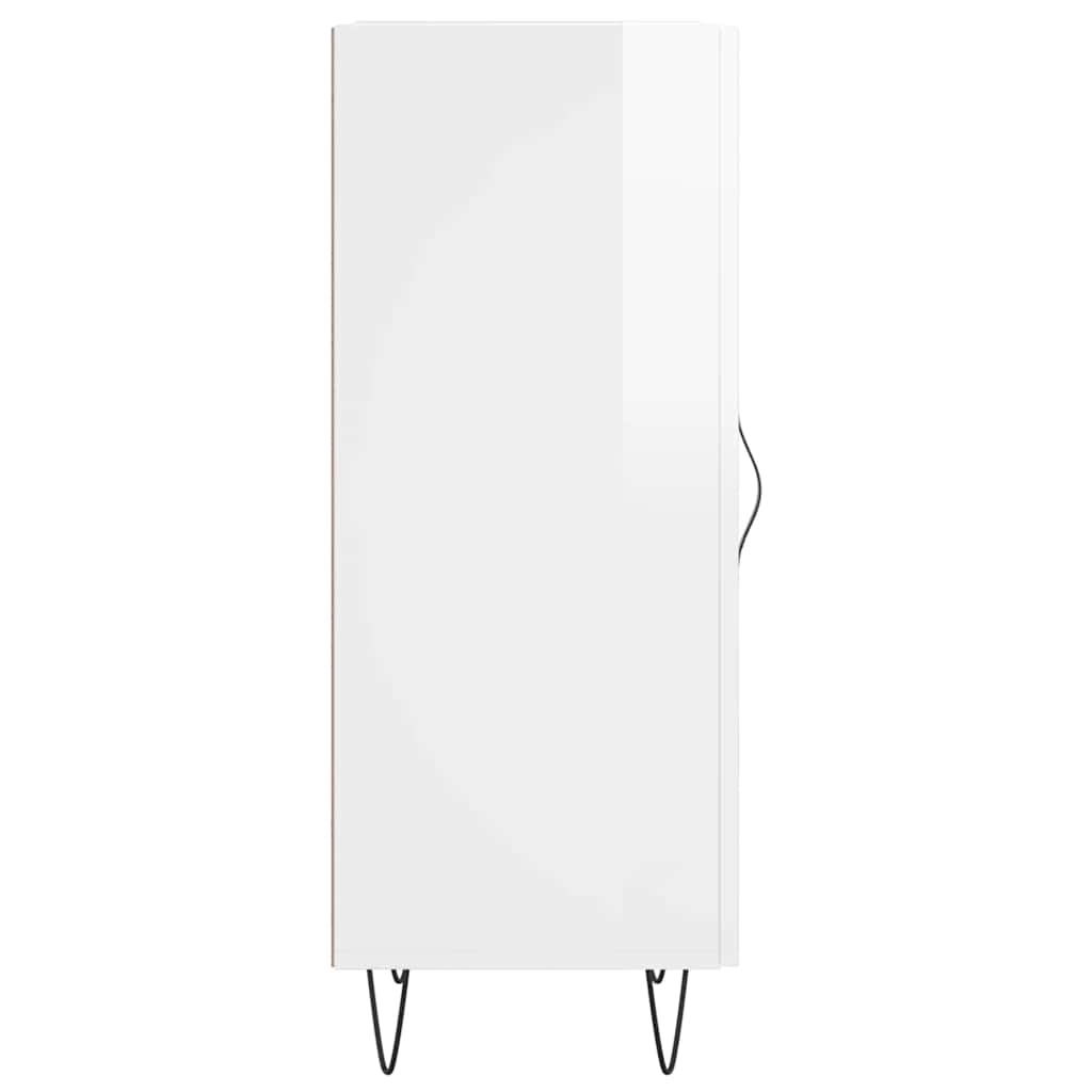 skænk 34,5x34x90 cm konstrueret træ hvid højglans