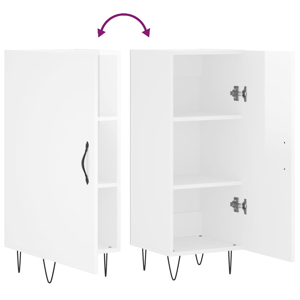 skænk 34,5x34x90 cm konstrueret træ hvid højglans