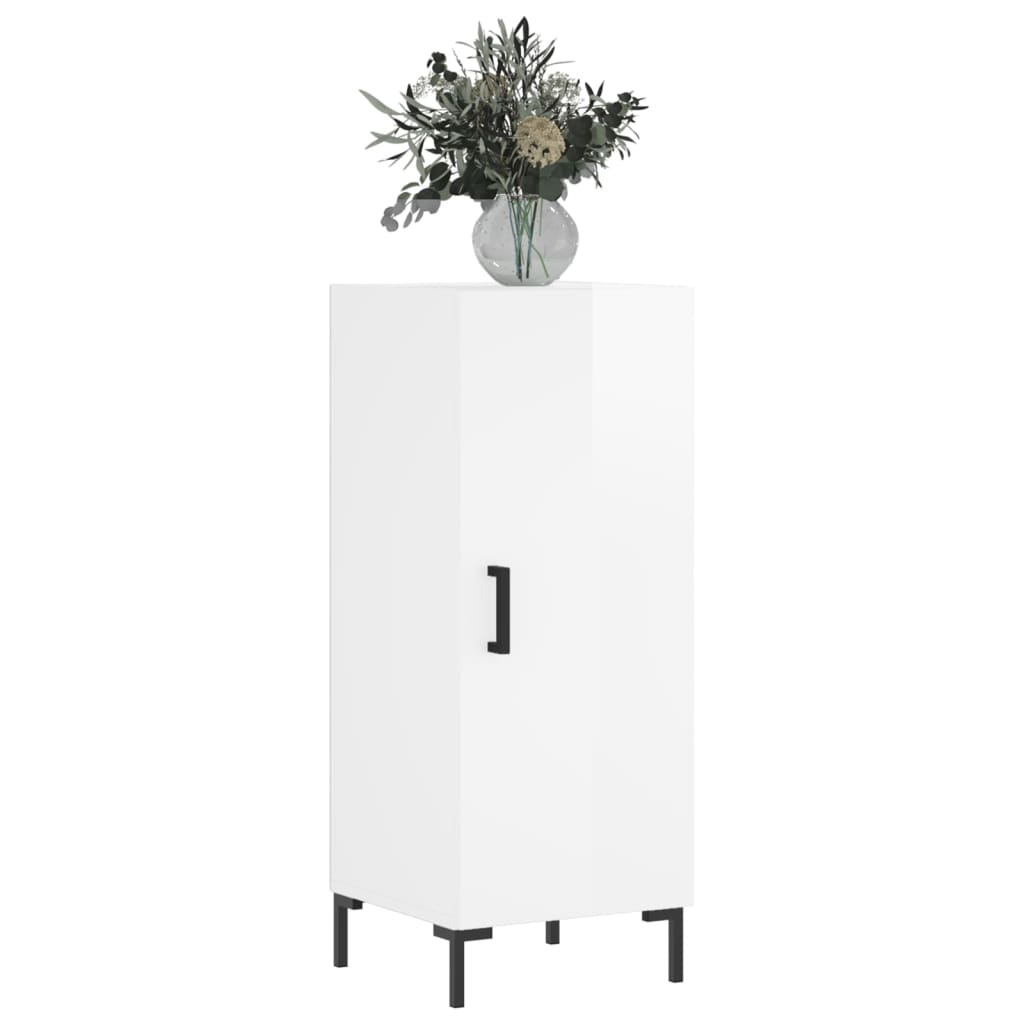 skænk 34,5x34x90 cm konstrueret træ hvid højglans