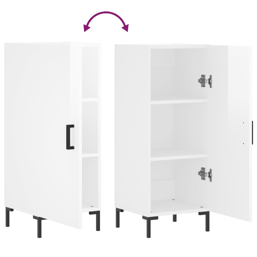 skænk 34,5x34x90 cm konstrueret træ hvid højglans
