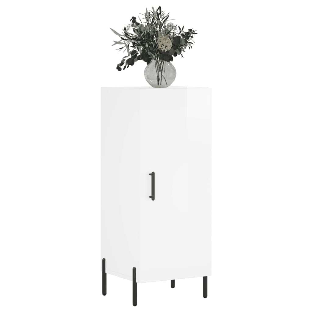 skænk 34,5x34x90 cm konstrueret træ hvid højglans