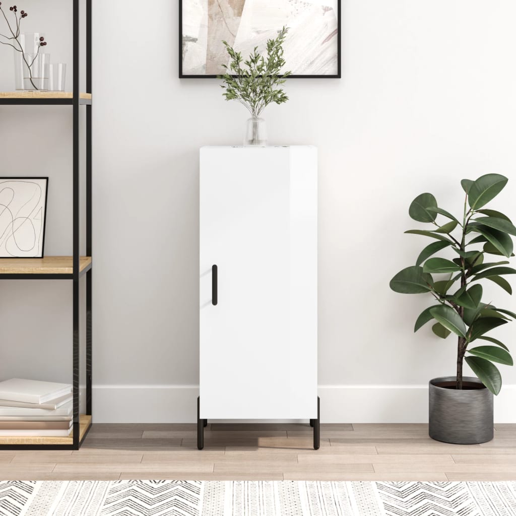 skænk 34,5x34x90 cm konstrueret træ hvid højglans