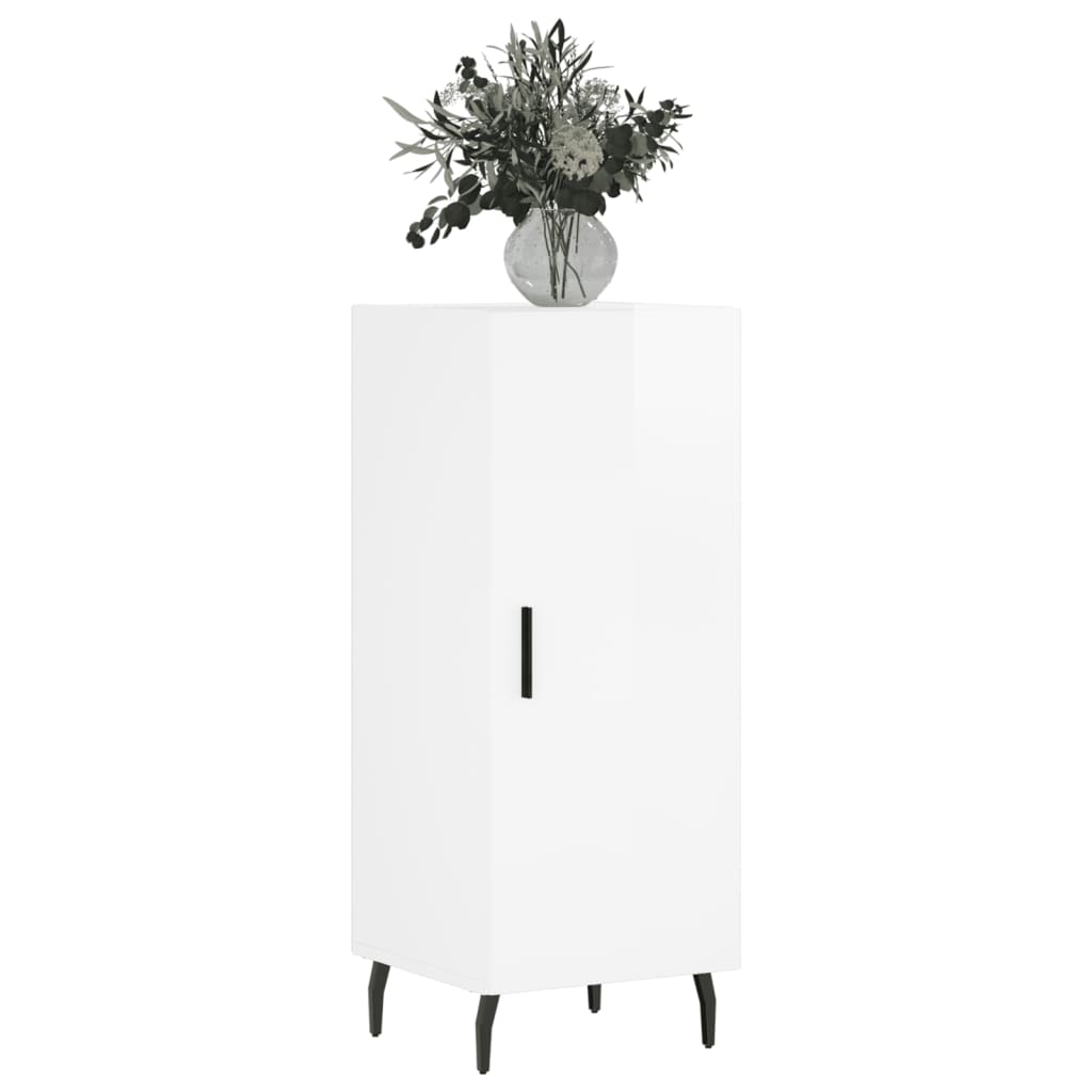 skænk 34,5x34x90 cm konstrueret træ hvid højglans