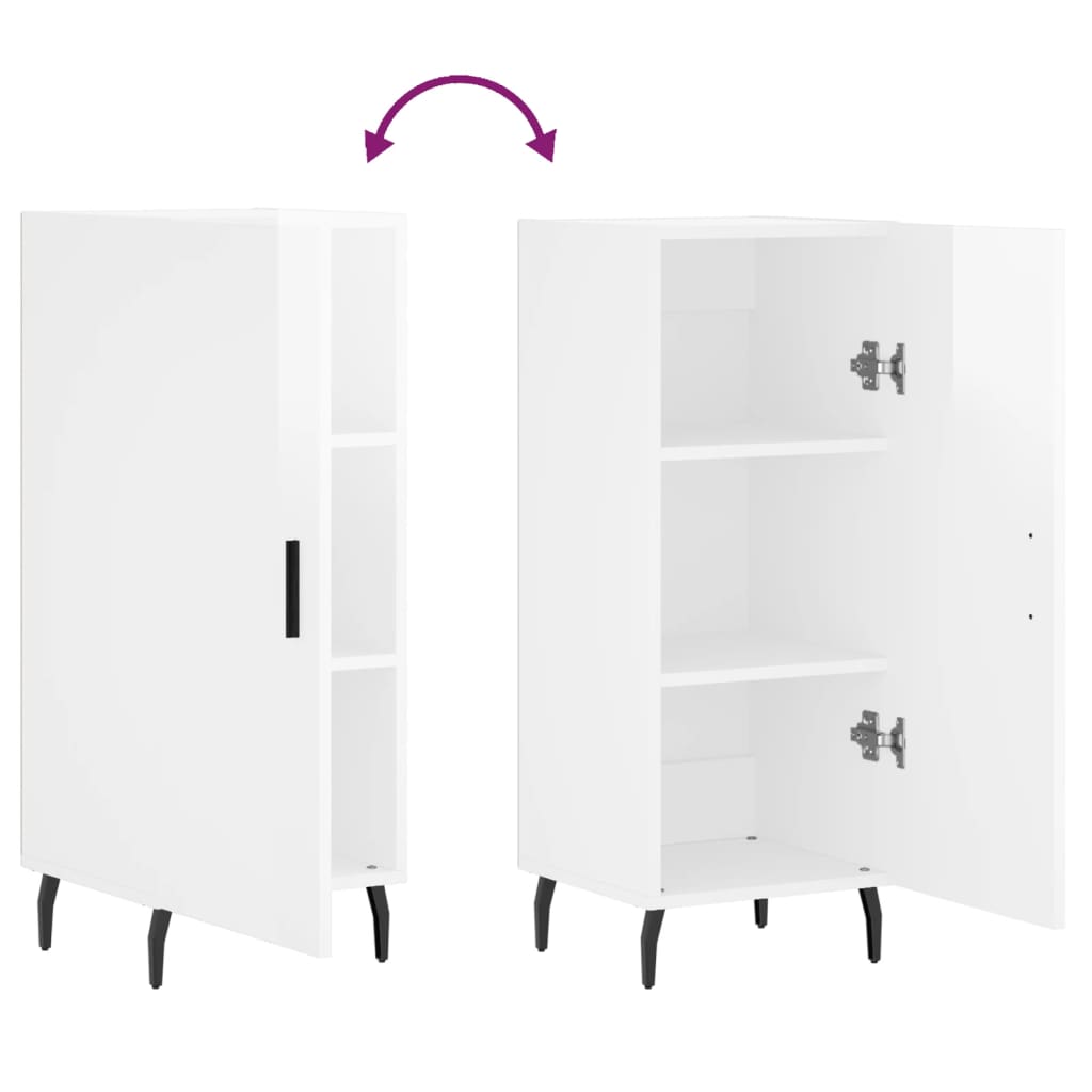 skænk 34,5x34x90 cm konstrueret træ hvid højglans