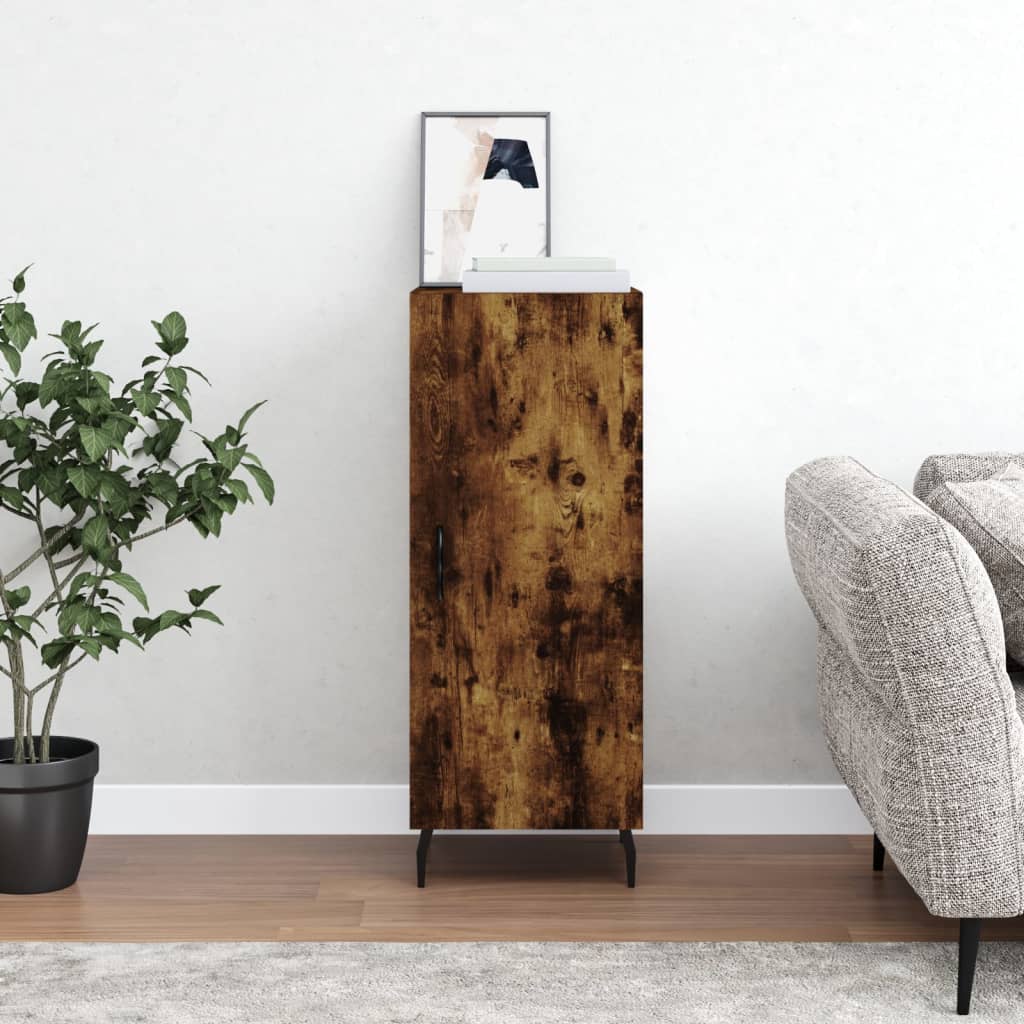 skænk 34,5x34x90 cm konstrueret træ røget egetræsfarve