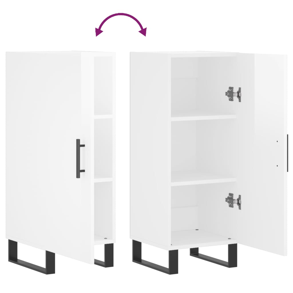 skænk 34,5x34x90 cm konstrueret træ hvid højglans