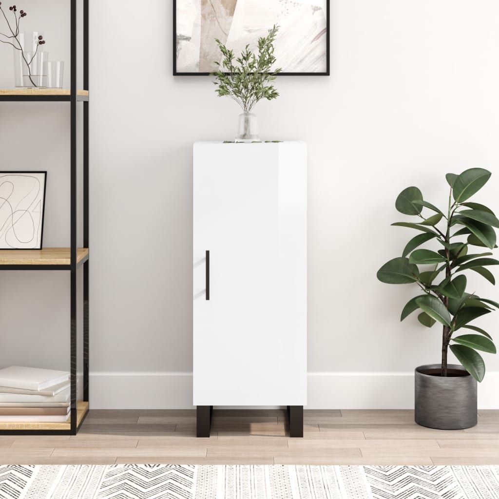 skænk 34,5x34x90 cm konstrueret træ hvid højglans