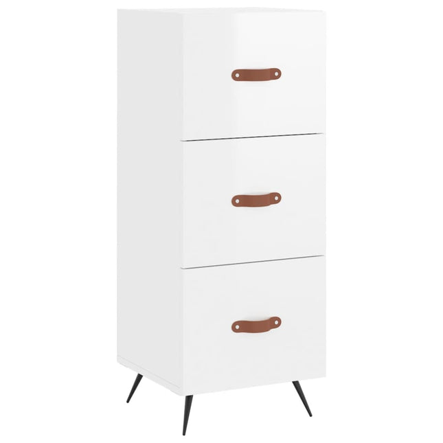 skænk 34,5x34x90 cm konstrueret træ hvid højglans