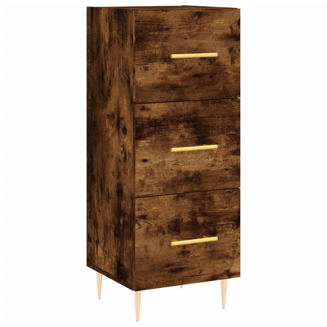 skænk 34,5x34x90 cm konstrueret træ røget egetræsfarve