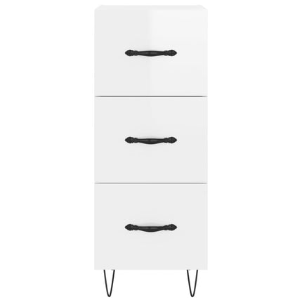skænk 34,5x34x90 cm konstrueret træ hvid højglans