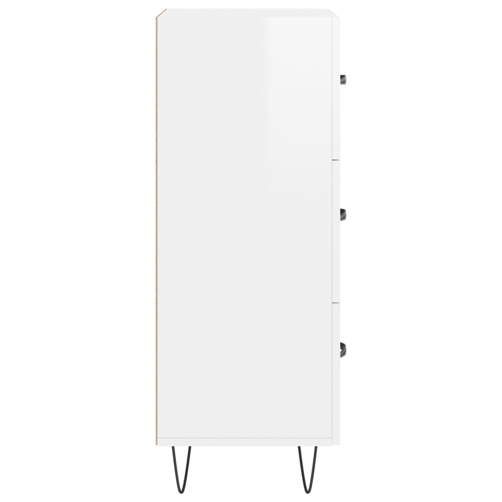 skænk 34,5x34x90 cm konstrueret træ hvid højglans