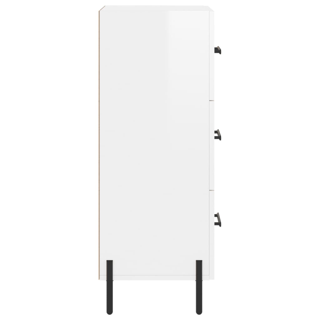 skænk 34,5x34x90 cm konstrueret træ hvid højglans