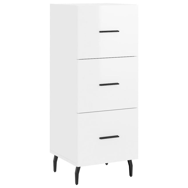 skænk 34,5x34x90 cm konstrueret træ hvid højglans