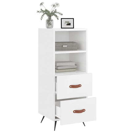 skænk 34,5x34x90 cm konstrueret træ hvid højglans