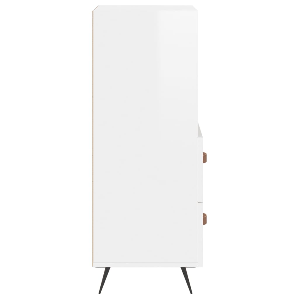 skænk 34,5x34x90 cm konstrueret træ hvid højglans