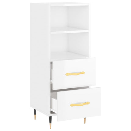 skænk 34,5x34x90 cm konstrueret træ hvid højglans