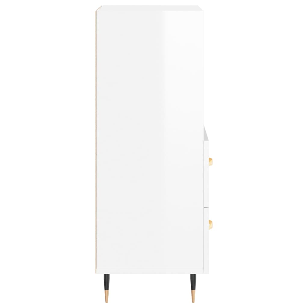 skænk 34,5x34x90 cm konstrueret træ hvid højglans